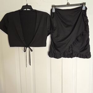 SHEIN Black Ruffle Skirt Set